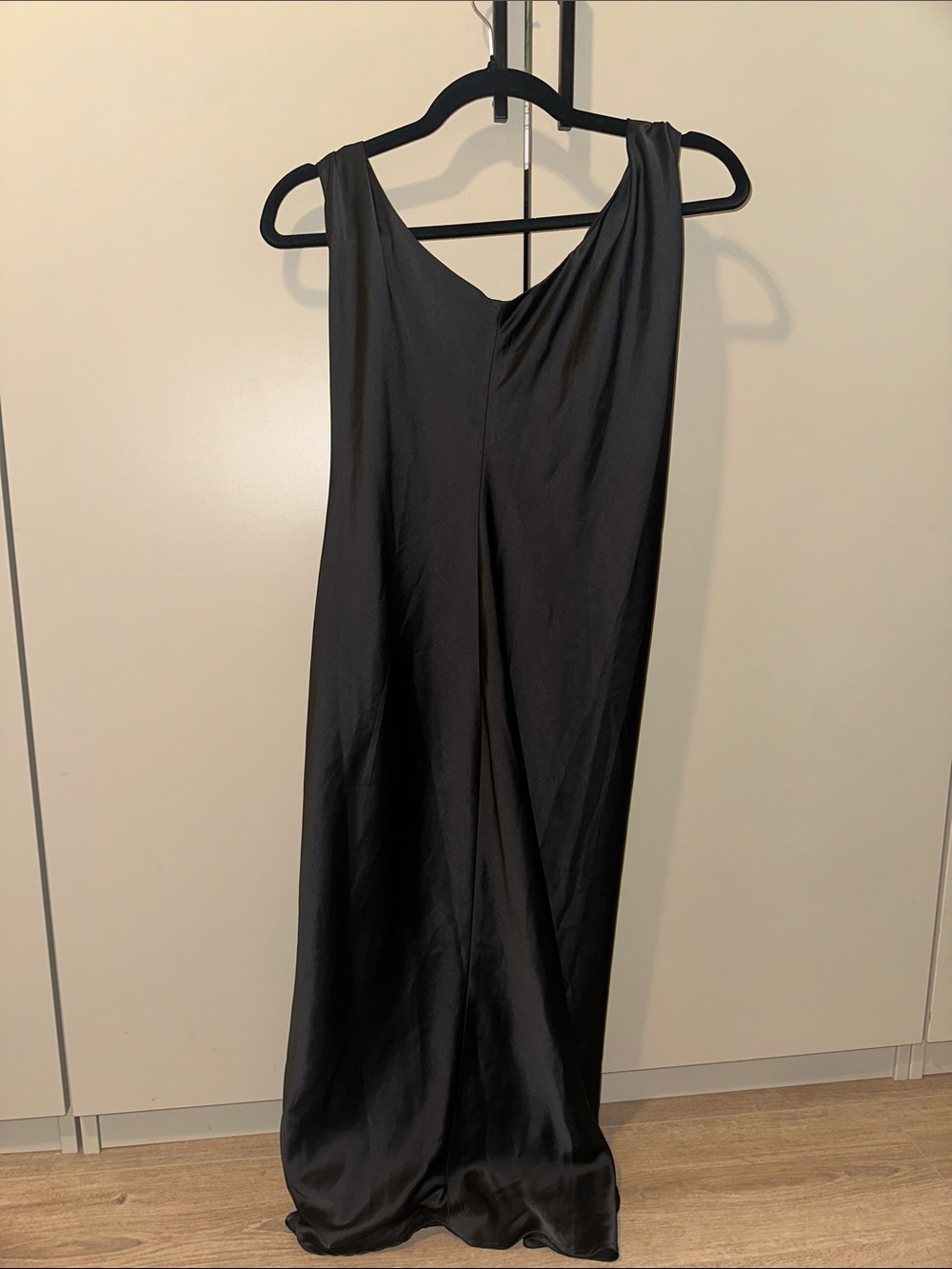 Jason Wu Sleek Black Satin Slip Twist Shoulder Dress size extra small